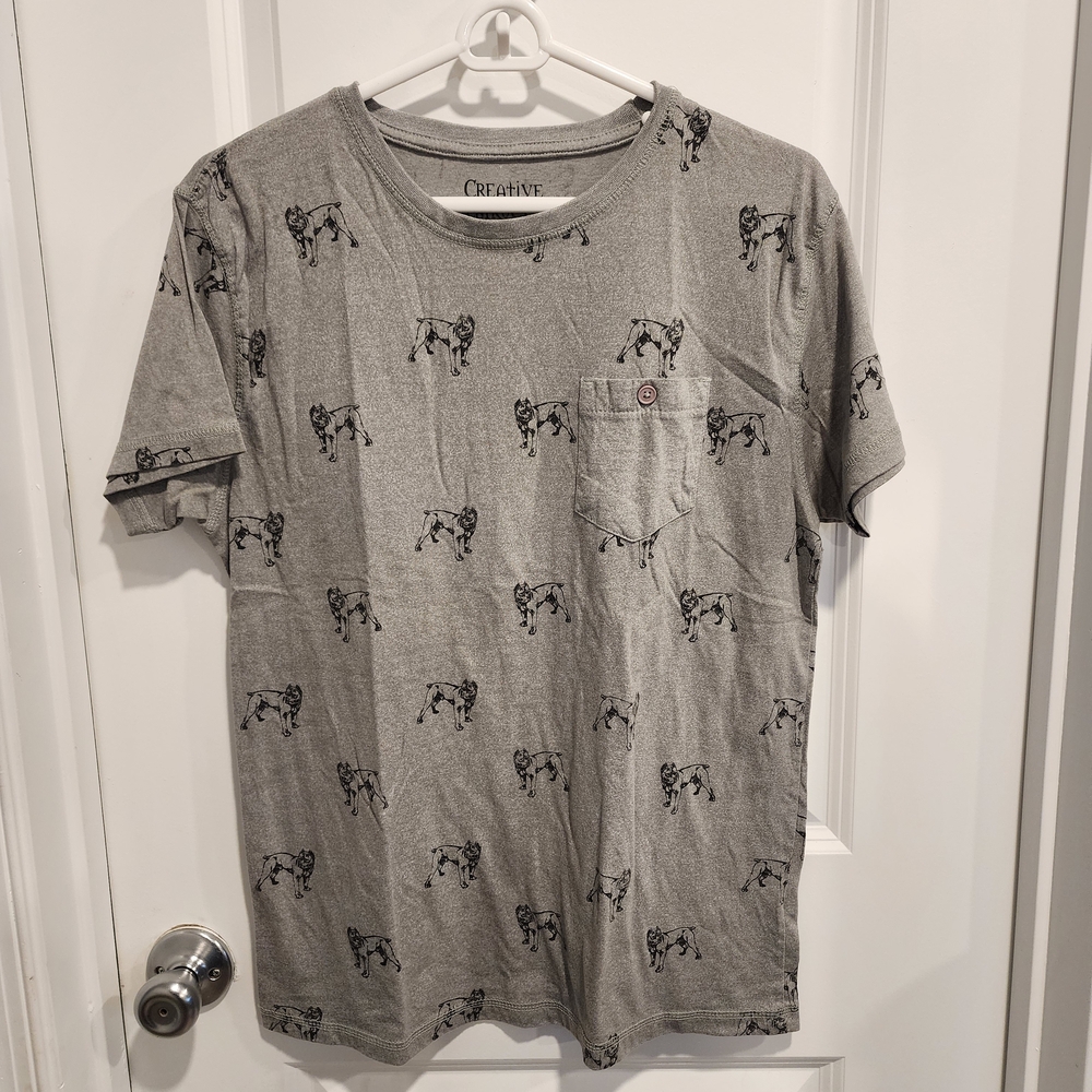 Creative Gray Dog Print Women's Short Sleeve Tee